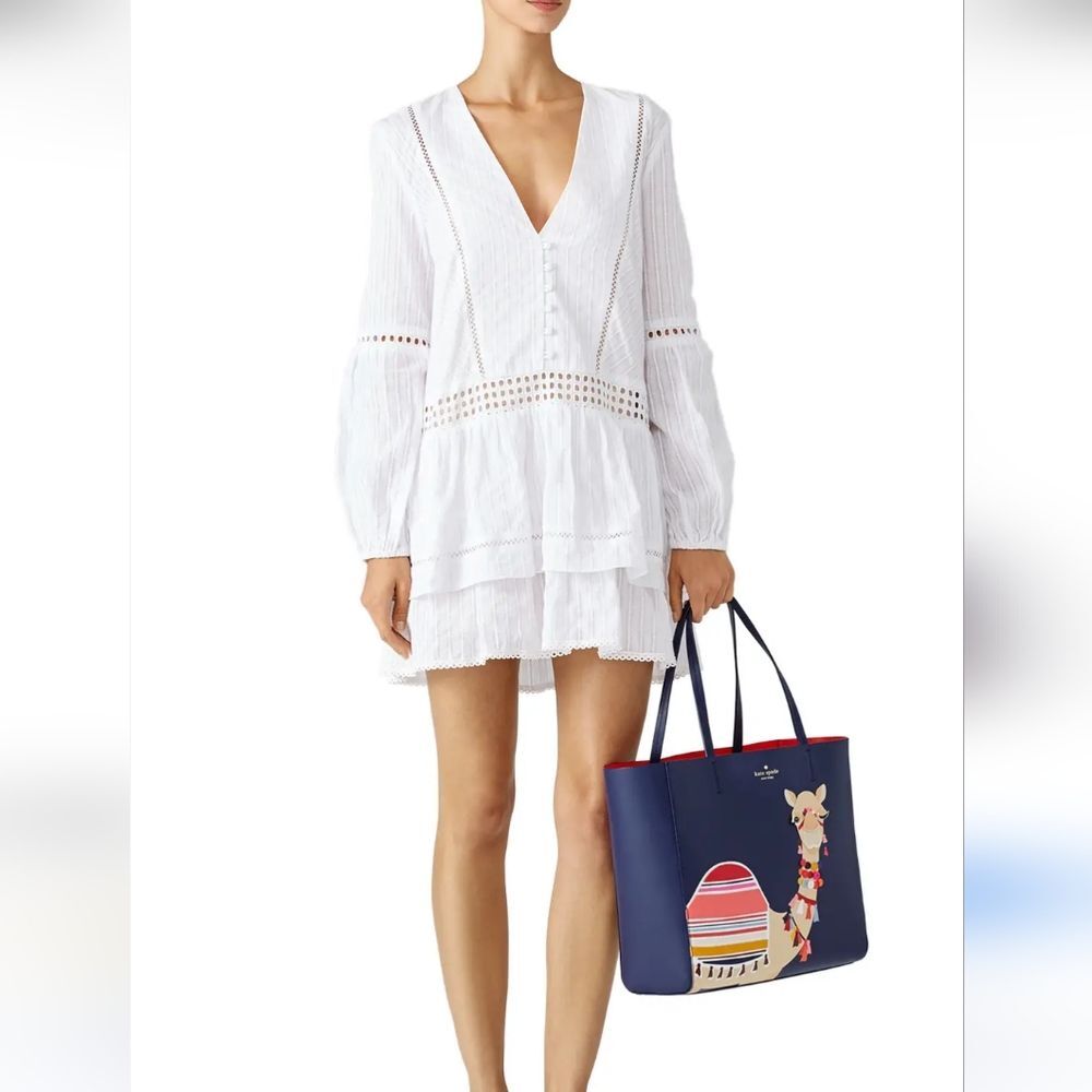 Nicholas White Eyelet Layer Mini Dress Size 0 Beachy Boho